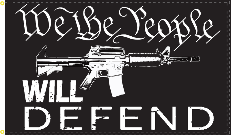 3'x5' 100D WE THE PEOPLE WILL DEFEND M4 FLAG 2nd Amendment