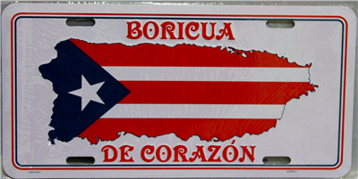 Puerto Rico Boricua de Corazon License Plate