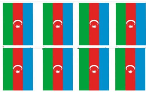 Azerbaijan 12' Foot Long Bunting String Flag - Rough Tex ®100D