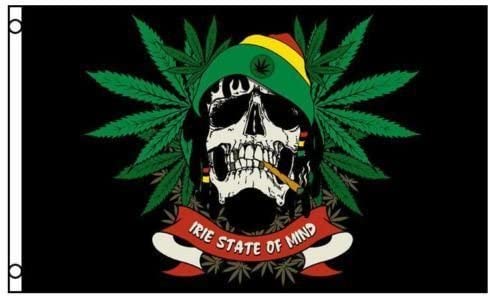 Rasta Skull 3'X5' Flag Rough Tex® Jamaican Rastafarian Weed