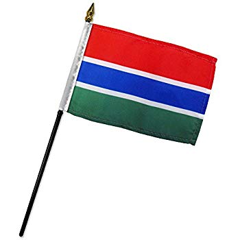 GAMBIA Stick Flag In Poly 4''X6''