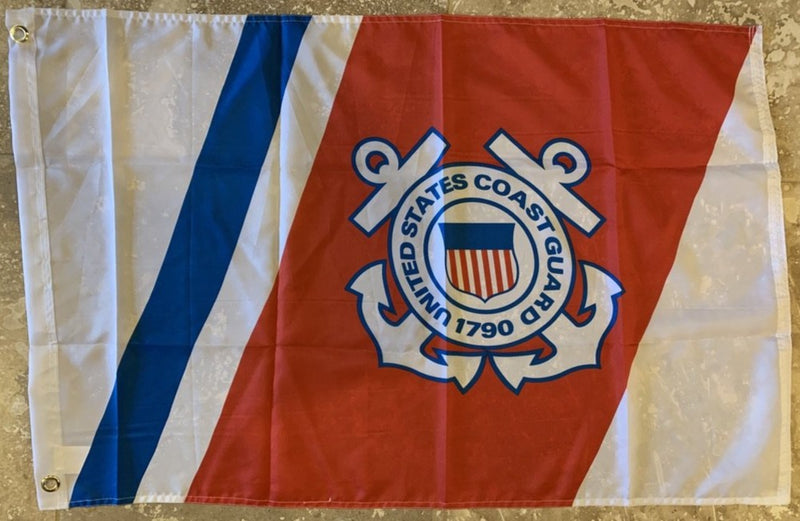 United States Coast Guard Racing Stripe Flag With Grommets-100D 12x18 ROUGH TEX®
