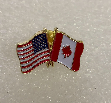 USA / Canada Friendship Double Lapel Pin 1"x1" American Canadian
