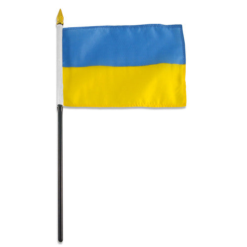 Ukraine Stick Flag 4"x6" Rough Tex® 100D 10" Staff