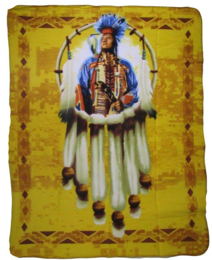 Native American Chief  Deluxe Polar Fleece Blanket