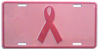 Pink Ribbon Breast Cancer Awareness Pink Embossed License Plate