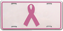 Pink Ribbon Breast Cancer Awareness Light Pink Embossed License Plate