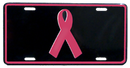 Pink Ribbon Breast Cancer Awareness Black Embossed License Plate