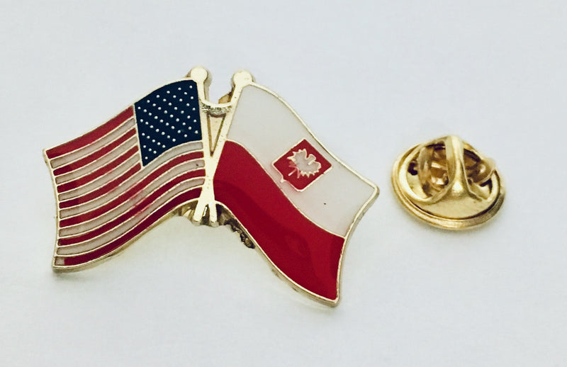 USA Poland State Flag- Cloisonne Lapel Pin