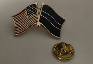 USA Police Blue Line Friendship Flag Lapel Pin