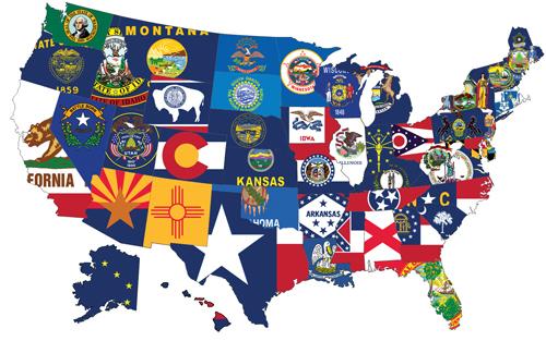 Set of 50 State Flags 4"x6"