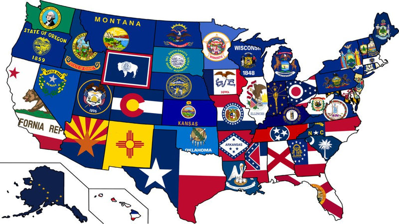 U.S. STATE FLAGS 3'X5' ECONOMICAL SOLD BY THE DOZEN WHOLESALE ALL 50 AMERICAN STATES