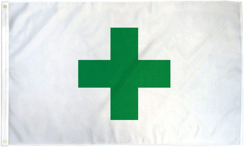 Cannabis Green Cross 3'X5' Flag Rough Tex® 68D Nylon