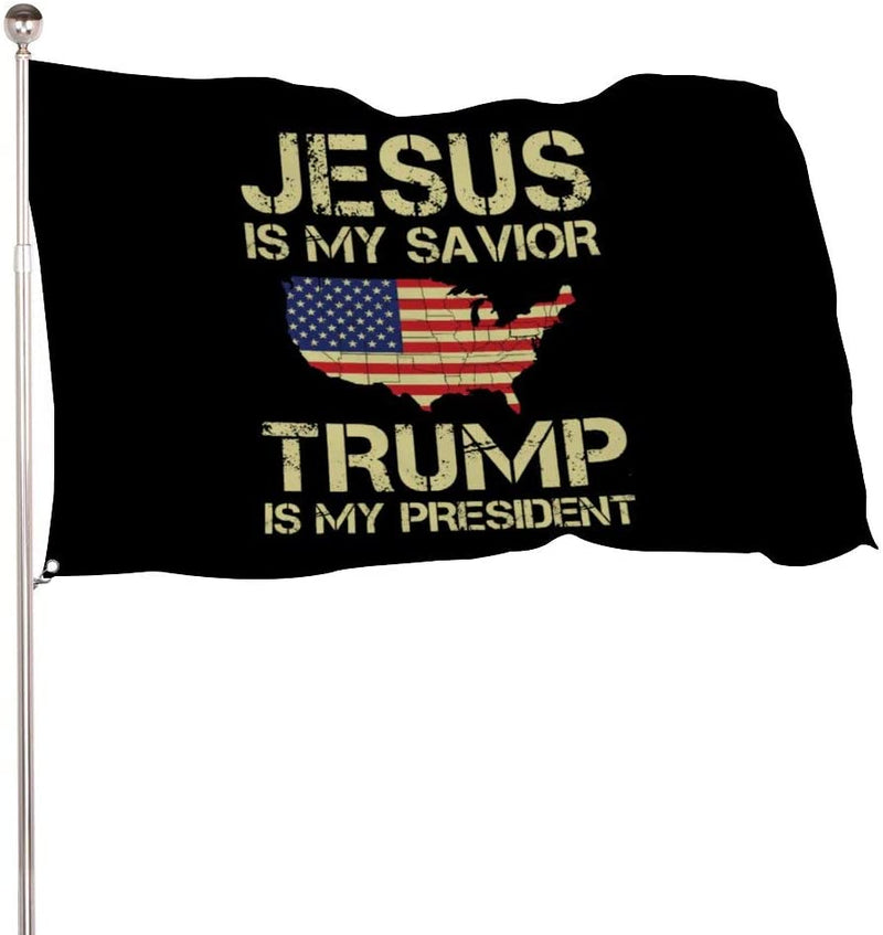 Jesus Is My Savior Trump Is My President USA Map  3'X5 Flag  Rough Tex® 150D Nylon