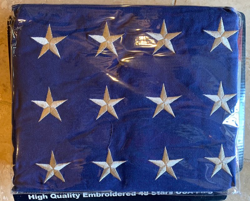 Vintage 48 Star USA American Flag 3'X5 Cotton Embroidered Stars Sewn Stripes