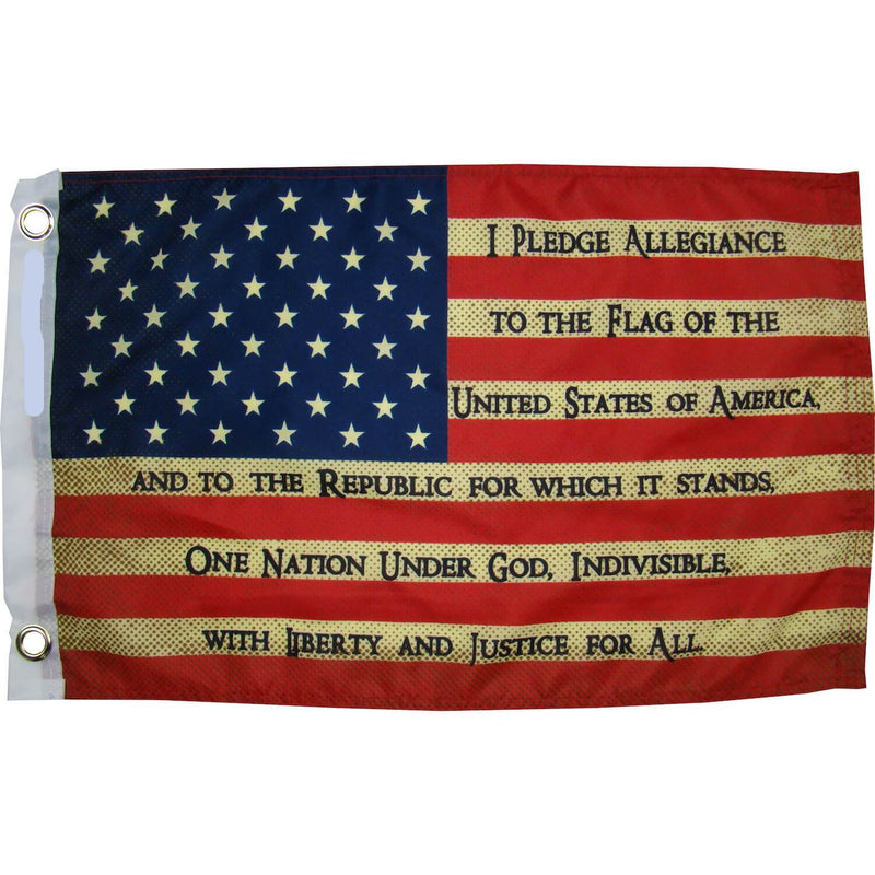 USA Pledge Vintage 12"X18" Flag ROUGH TEX®100D W/ Grommets