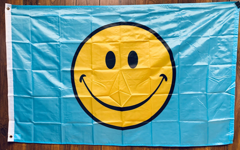 Smiley Baby Blue 3'x5' Flag ROUGH TEX® 68D Nylon