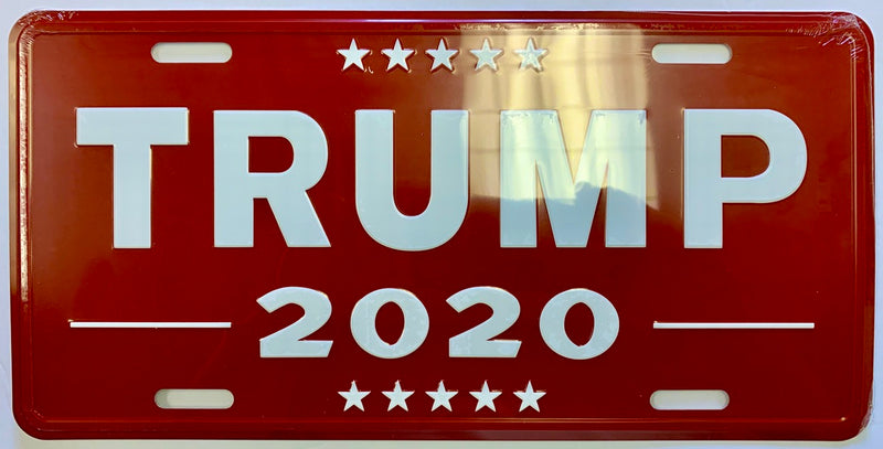 Trump 2020 Red Aluminum Embossed License Plate