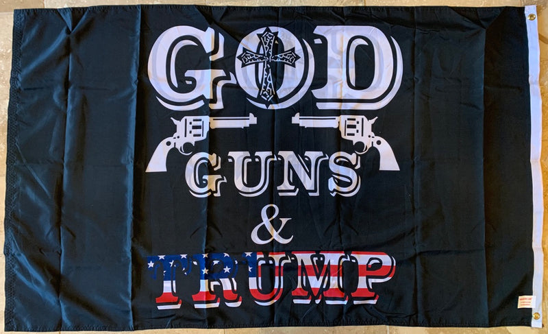 God Guns & Trump Double Sided Flag - 3'X5' Rough Tex® 100D