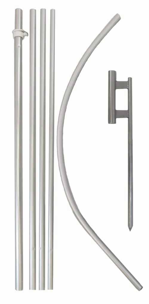 15ft Windless Banner Feather Flag Pole & Ground Spike Kit Swooper Flag