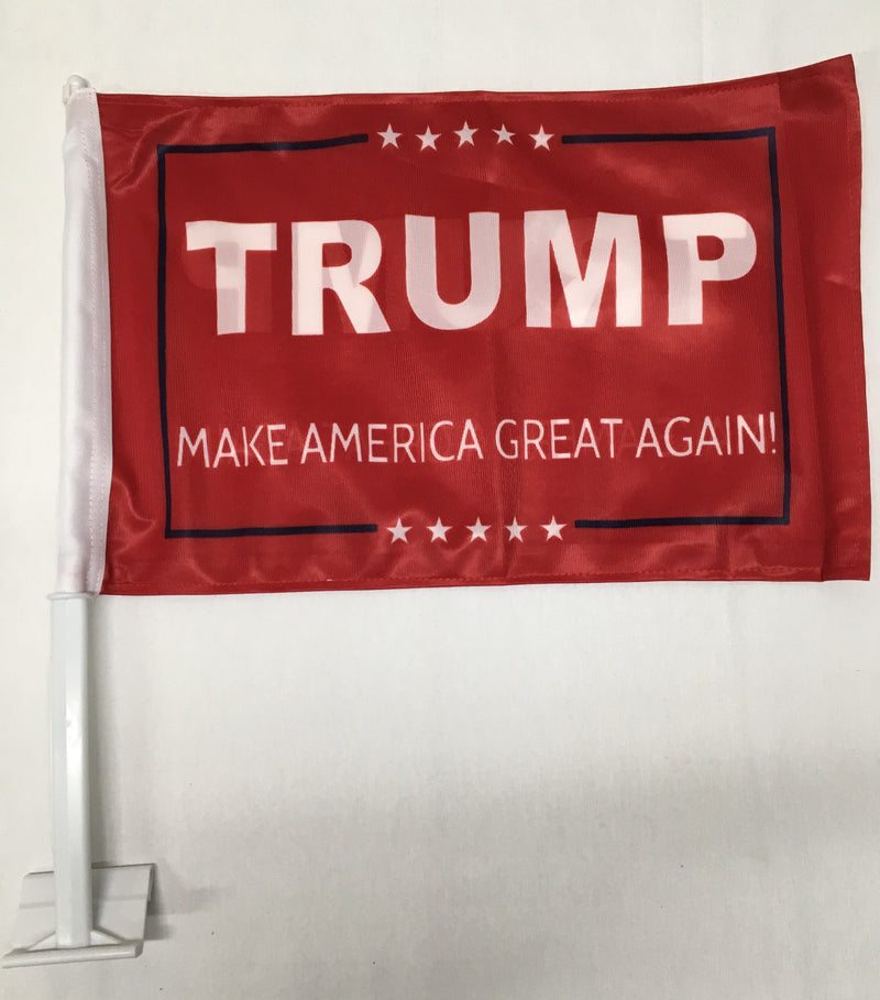 Trump MAGA Red Double Sided Car Flag- 12''x18'' Rough Tex®