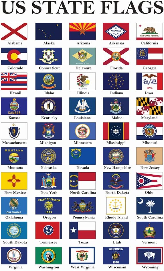 State Flags of the USA 3'x5' 68D Printed (All 50 American States)