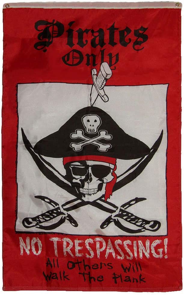 Pirates Only No Trespassing 3'X5' Flag ROUGH TEX® 100D