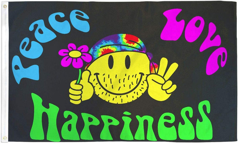Peace Love & Happiness Pirate 3'X5' Flag Rough Tex®