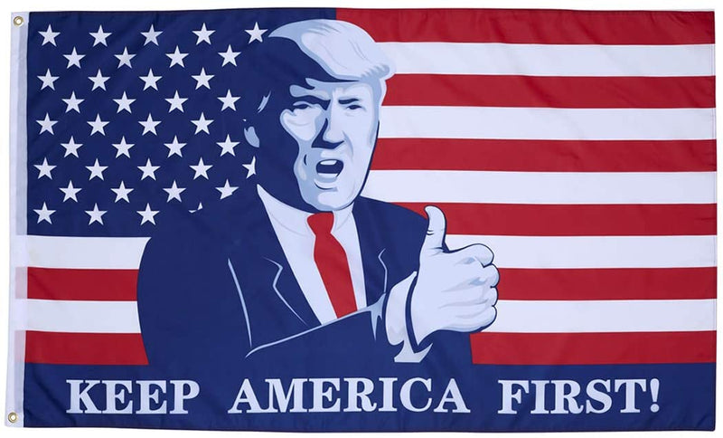 USA Thumbs Up Trump Bust Keep America First KAF - 3'X5' Flag Rough Tex® 150D Nylon