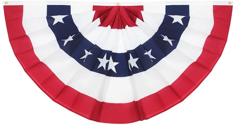 USA Fan 3'X5' Flags ROUGH TEX® 68D Nylon Bunting Printed Pleats American