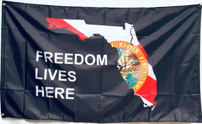 Florida Freedom Lives Here Black 3'X5' Flag Rough Tex® 100D
