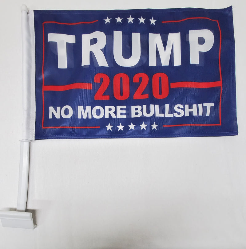 Trump 2020 No More Bullshit Blue 12''X18'' Car Flag Knit Nylon