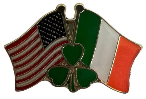 USA Ireland Friendship with Shamrock Flag Lapel Pin Irish American Flags Pin St Patrick's Day