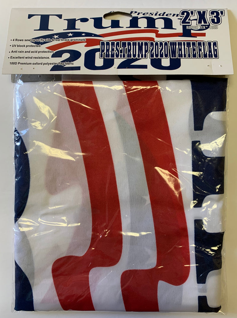 Trump For President 2020 White 2'X3' Flag Rough Tex® 100D