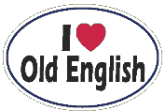 I Love Old English Oval Bumper Sticker