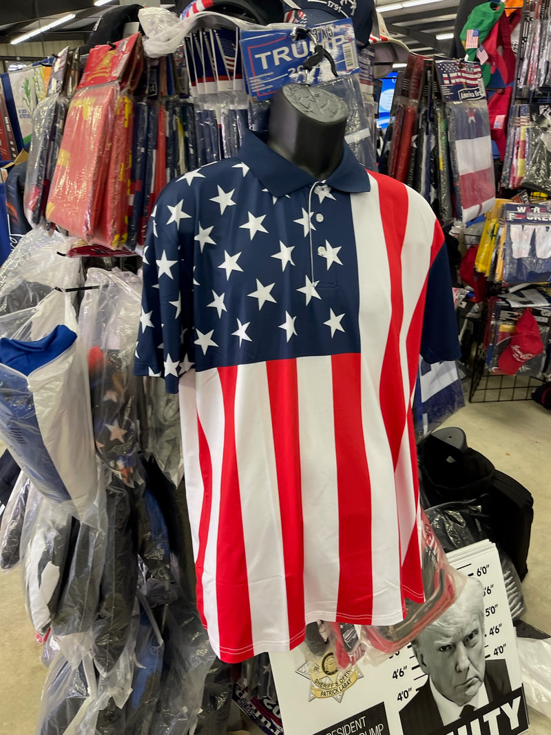 USA American Flag Polo Shirt Vertical S, M, L, XL, XXL, XXXL