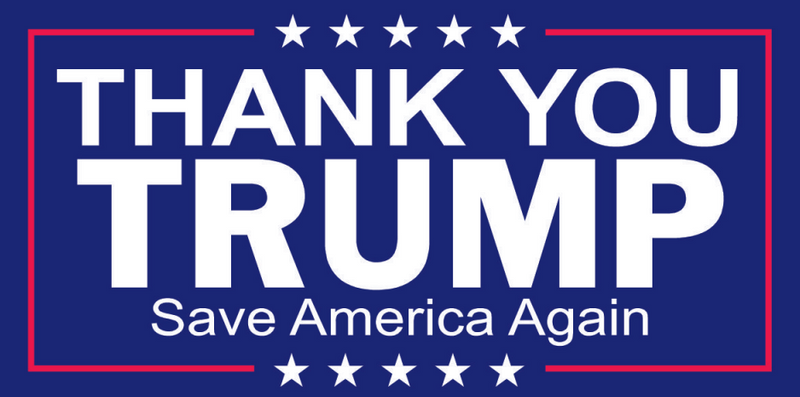 Thank You Trump Save America Again Blue Bumper Sticker