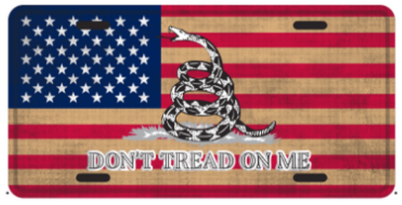 America Don't Tread On Me Embossed License Plate