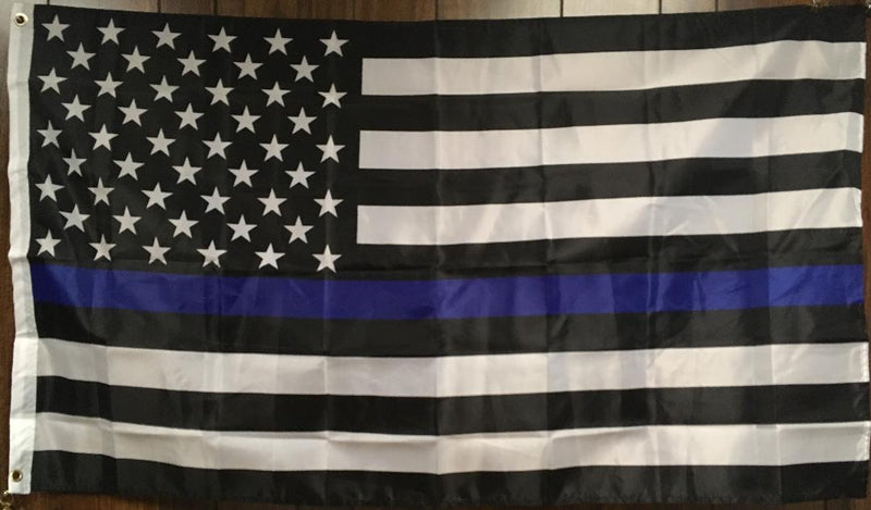 US Police Memorial Thin Blue Line 4'X6' Flag Rough Tex ® 68D Nylon