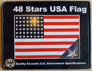 Vintage 48 Star USA American Flag 3'X5 tea stained Cotton Embroidered Stars Sewn Stripes