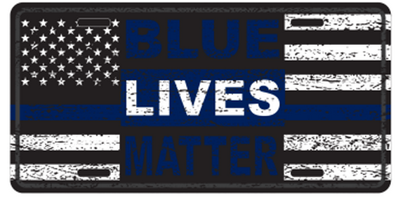 Usa Blue Lives Matter Vintage Embossed License Plate