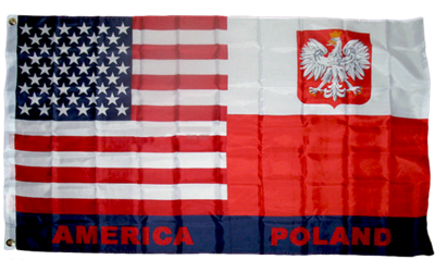 USA Poland 2x3ft Nylon 150D Flag