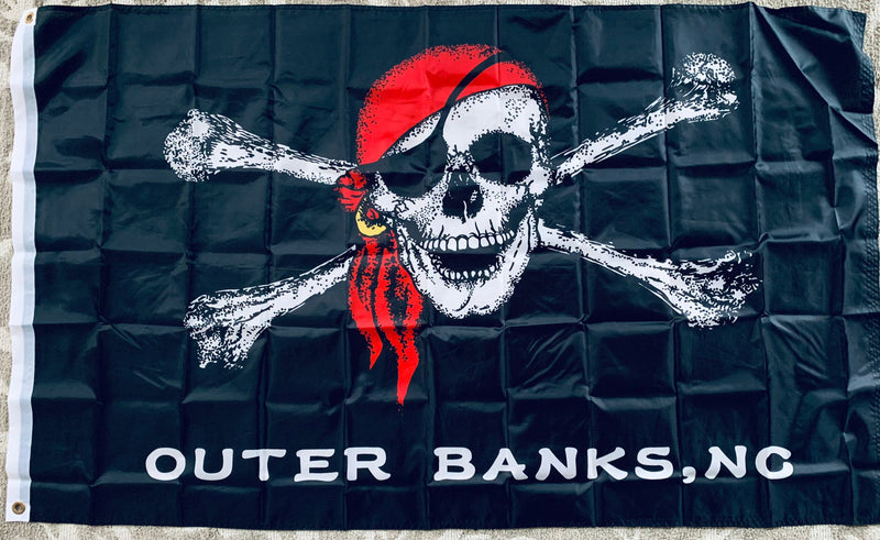 Outer Banks North Carolina Red Hat Pirate 3'x5' Flag ROUGH TEX® 68D Nylon