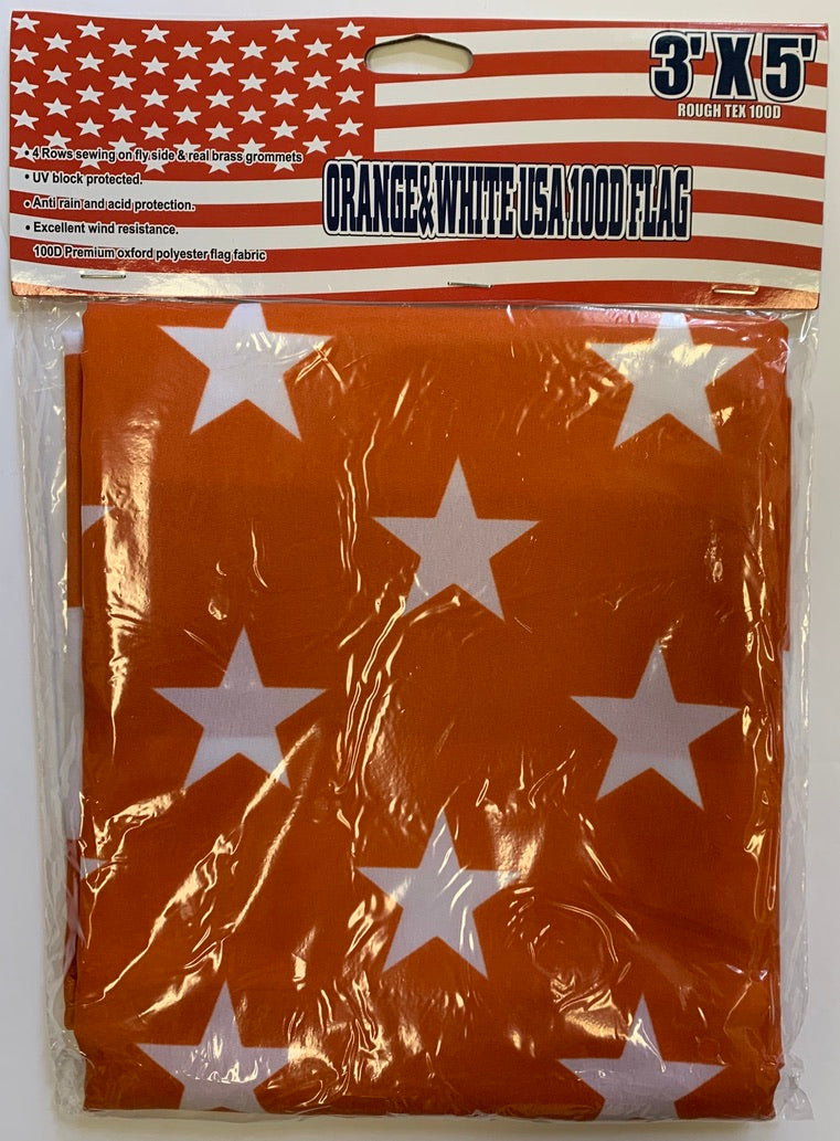 Orange & White USA 3'X5' Flag Rough Tex® 100D