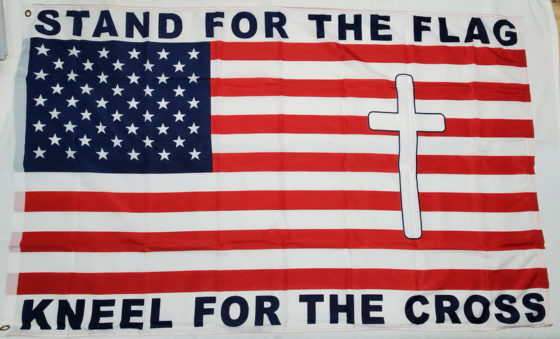 Stand For The Flag Kneel For The Cross 3'X5' Flag - Rough Tex ®100D