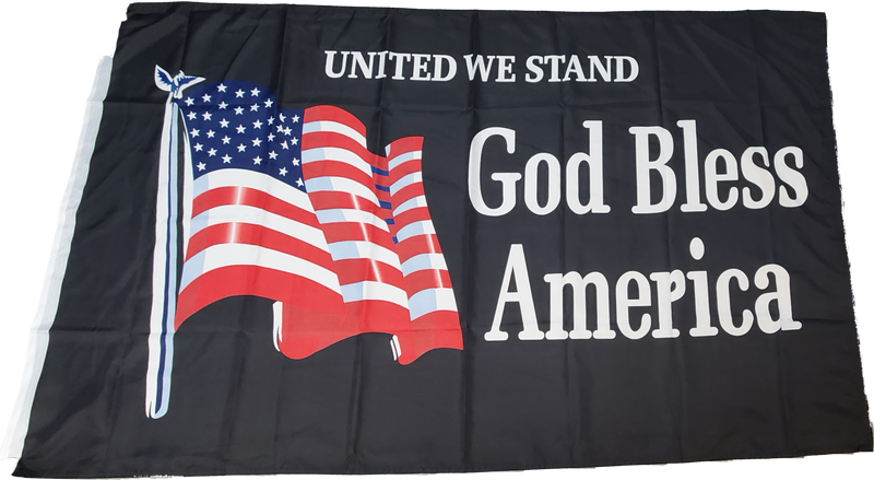 United We Stand God Bless America Black 3'X5' Flag - Rough Tex ®100D
