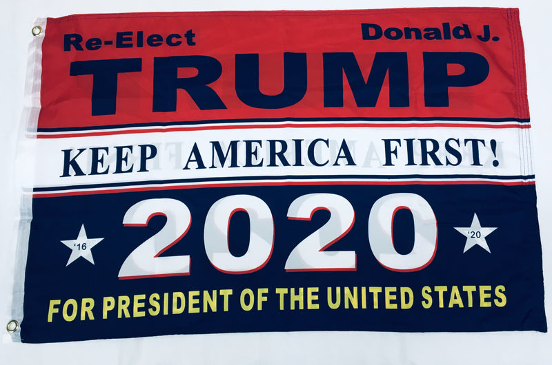 Re-Elect Donald J. Trump KAF Keep America First Double Sided Flag 2'X3' Rough Tex® 100D