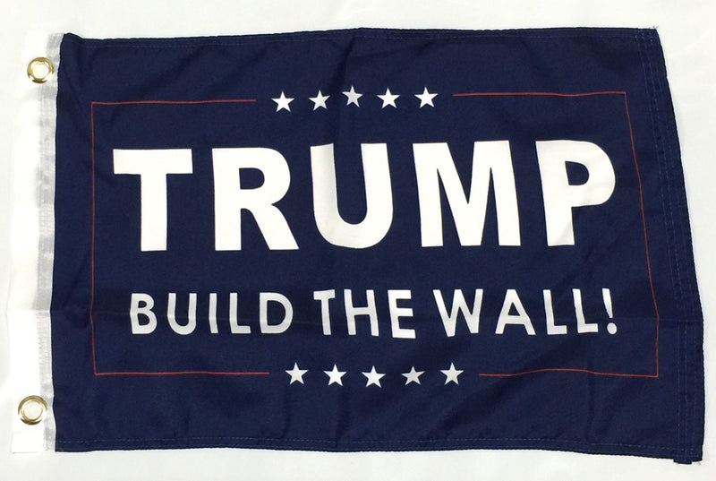 Trump Build The Wall Blue- 12''X18'' Single Sided Flag