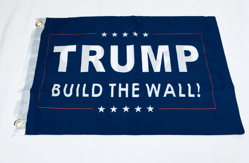 Trump Build The Wall Double Sided Flag- 12''X18'' Rough Tex® Nylon