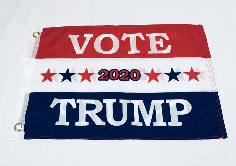 Vote 2020 Trump RED WHITE BLUE Double Sided Flag- 12''X18'' Rough Tex®